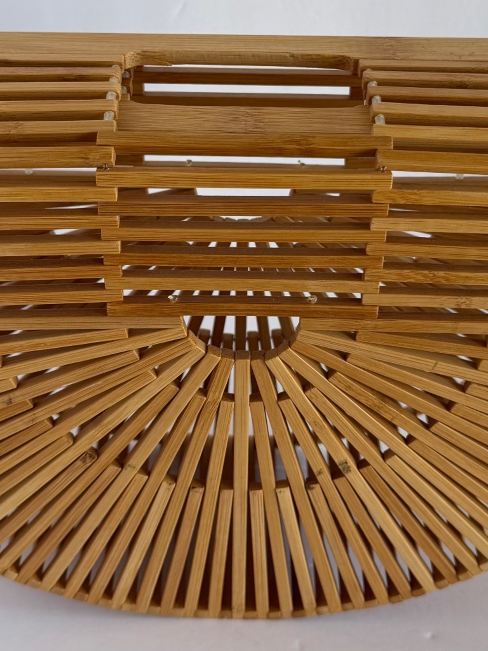 Miuco Handmade Bamboo Slat Handbag with a Structured Top-Handle Design
